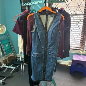 White House Black Market Denim Dress with Black Accents